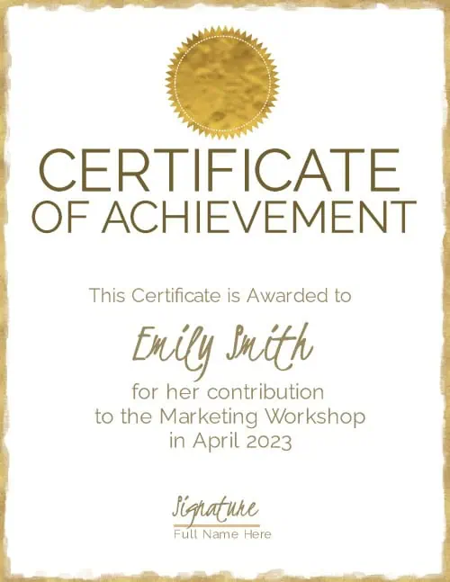 Gold border with a gold award ribbon