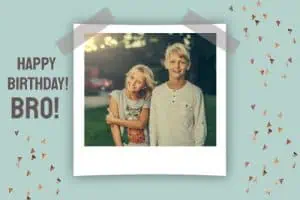 Polaroid picture with copper confetti on each side