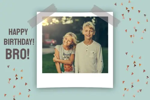 Polaroid picture with copper confetti on each side