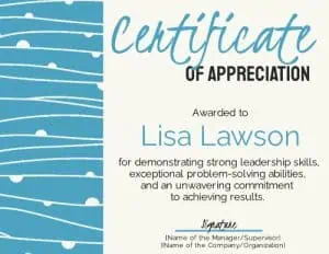 pretty design on the left side of this appreciation certificate