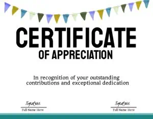 Cute certificate with a colored banner on the top