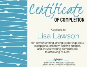 pretty design on the left side of this completion certificate