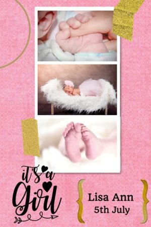 3 photos on this baby girl announcement