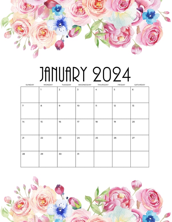 Portrait Flowers January 2024 Personalized Templates