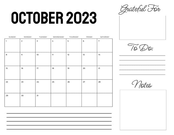 Planner - October 2023 (With Gratitude) - Personalized Templates