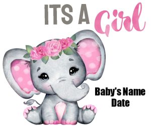 Cute elephant with pink flowers