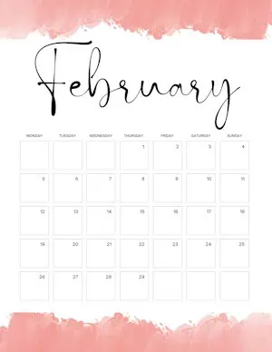 Pink watercolor border but you can change the color with a Monday Start