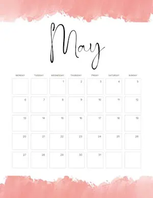Pink watercolor border but you can change the color with a Monday Start
