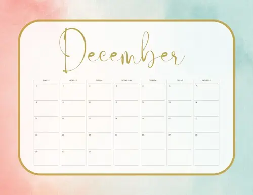 pretty calendar with a gold title