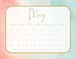 pretty calendar with a gold title