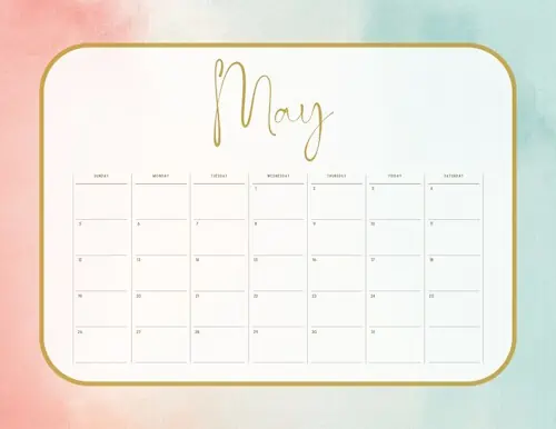 pretty calendar with a gold title