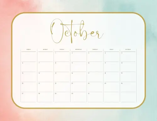 pretty calendar with a gold title
