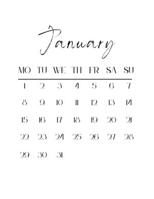 Jan 2024 blank calendar with a Monday start